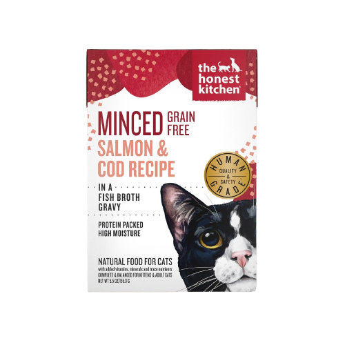 The Honest Kitchen Cat Minced Salmon & Cod Recipe in Fish Broth Gravy