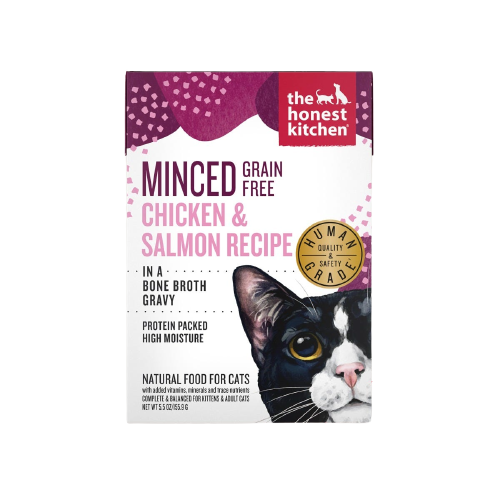 The Honest Kitchen Cat Minced Chicken & Salmon Recipe in Bone Broth