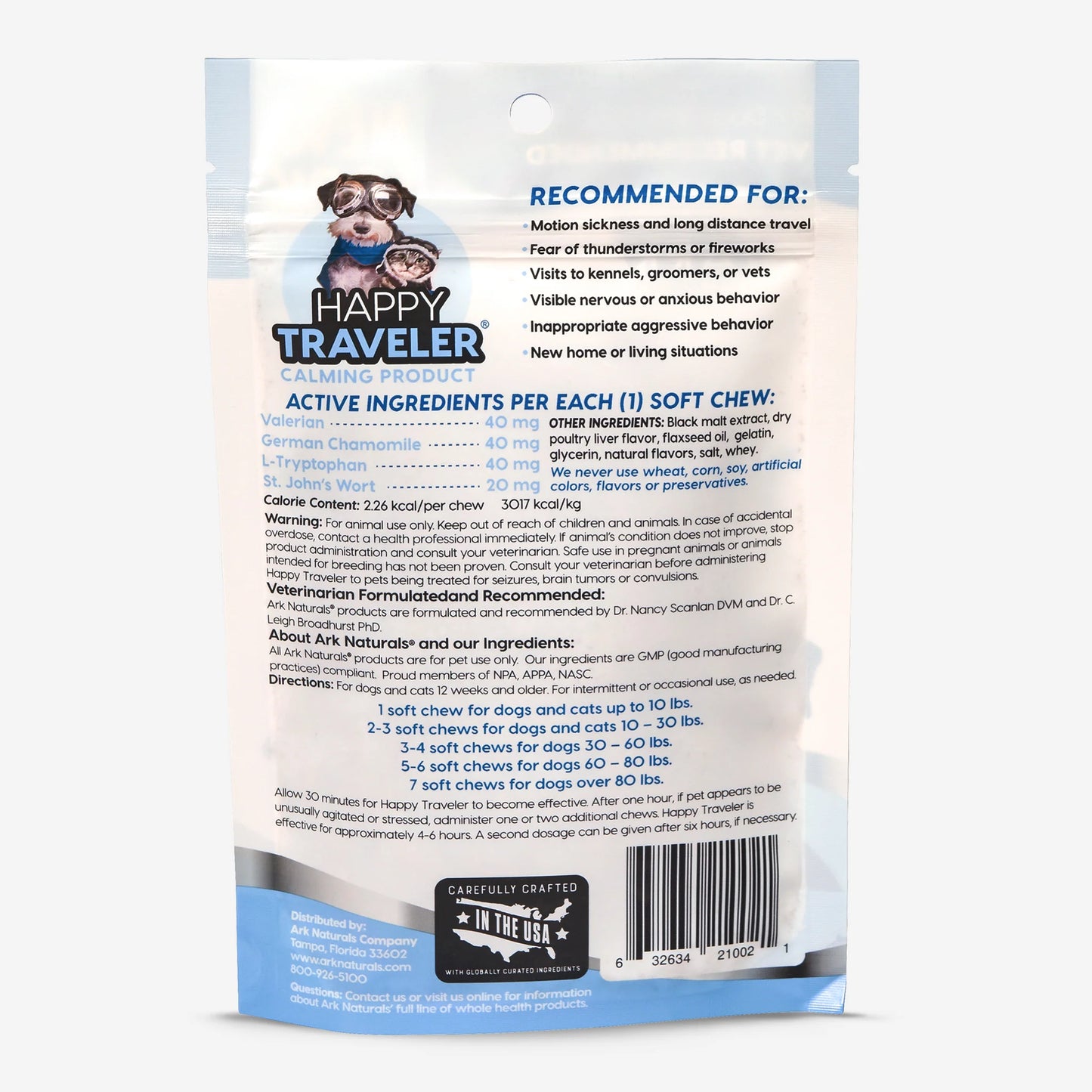 Ark Naturals Happy Traveler Soft Chews for Cats and Dogs