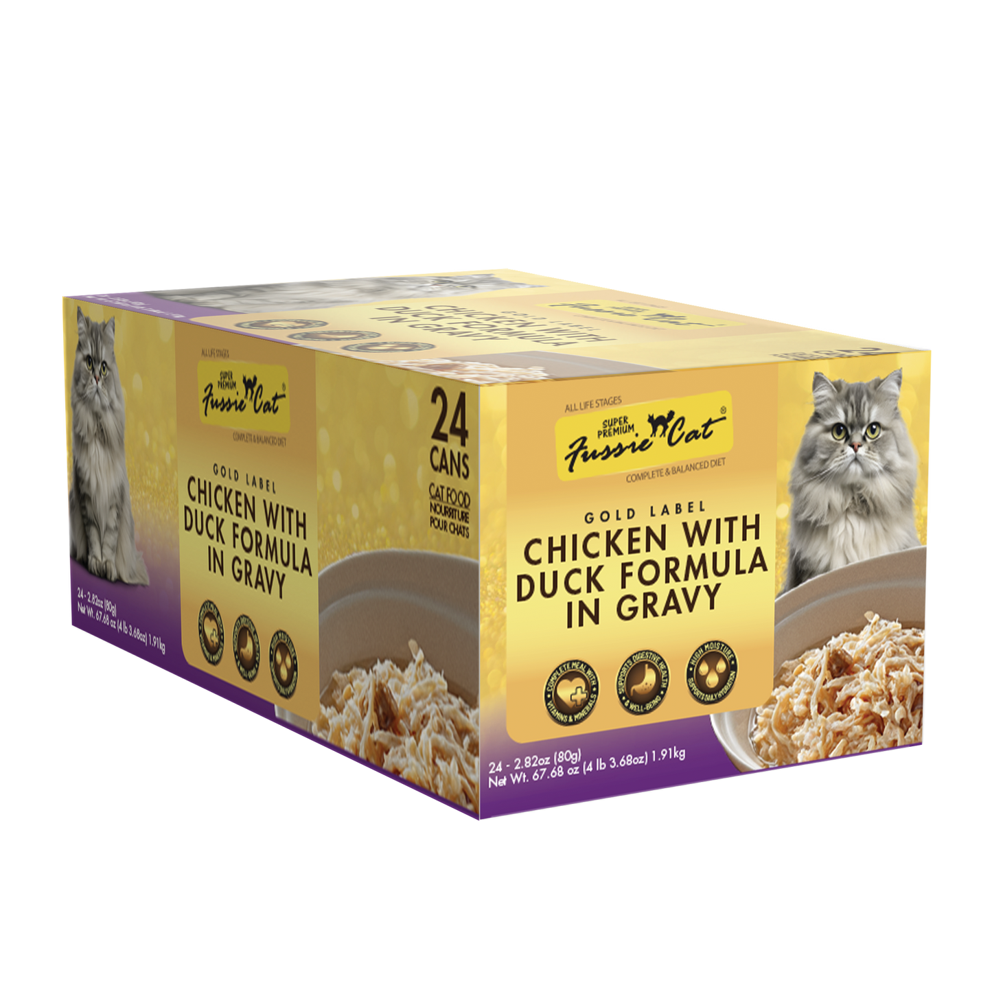 Fussie Cat Gold Super Premium Grain Free Chicken with Duck in Gravy Canned Cat Food
