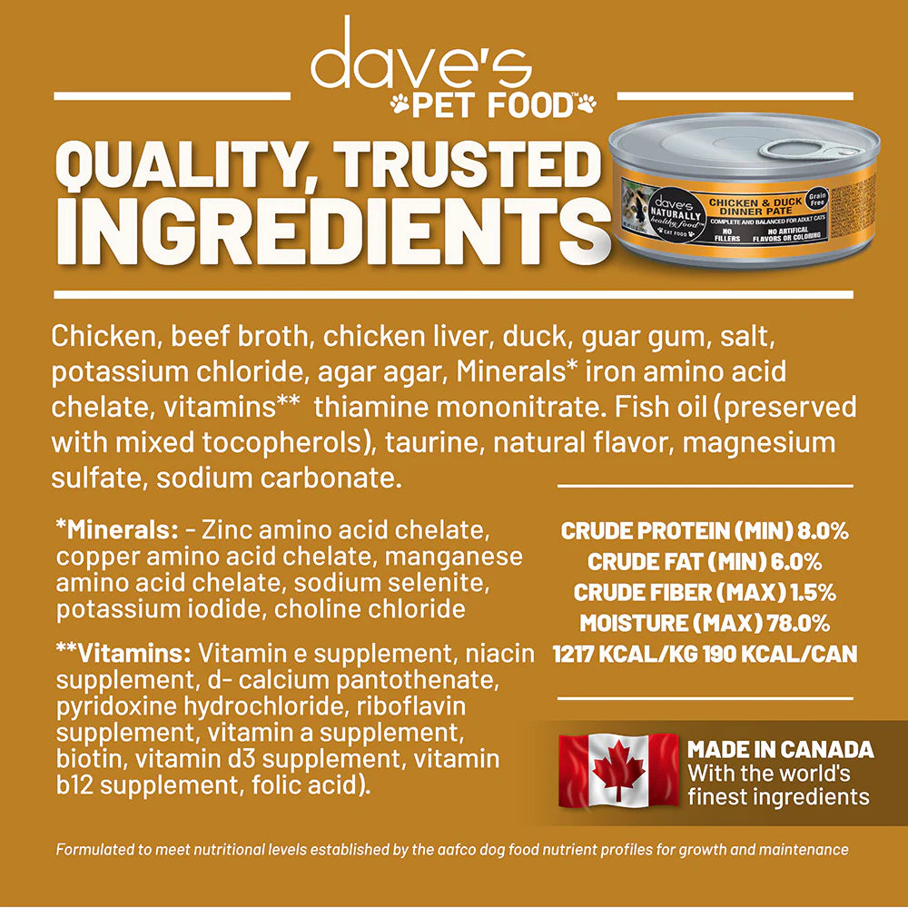Dave's Pet Food Cat's Meow Chicken & Duck Dinner Pate