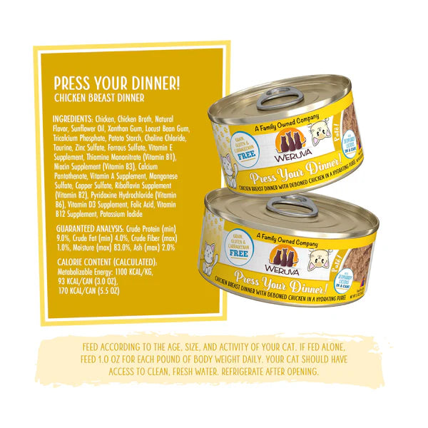 Weruva Press Your Dinner! Chicken Breast Dinner with Deboned Chicken Canned Cat Food