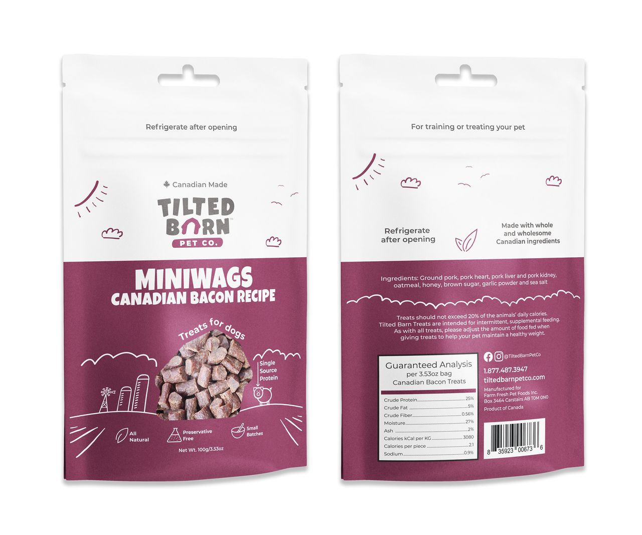 Tilted Barn Miniwags Canadian Bacon Dog Treats