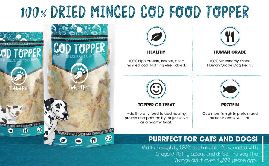 Tickled Pet Dried Cod Food Topper For Dogs