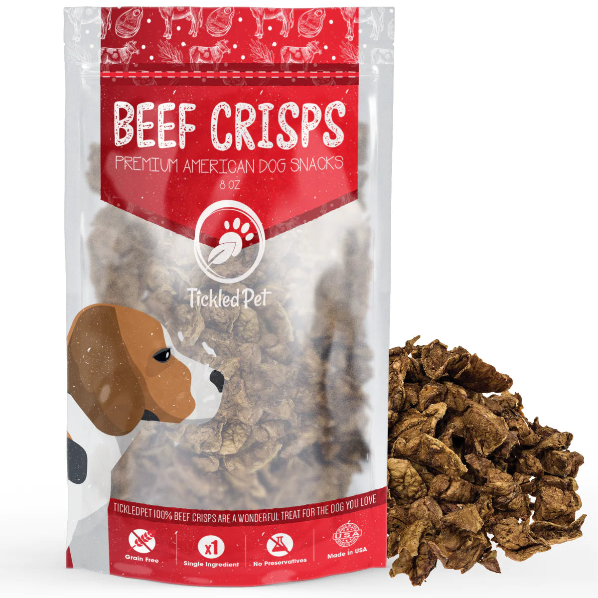 Tickled Pet Natural Beef Lung Crisps Dog Treats