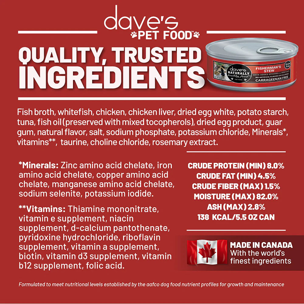 Dave’s Naturally Healthy Grain Free Cat Food Shredded Fisherman