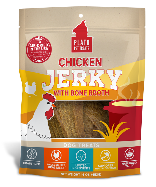 Plato Chicken Jerky with Bone Broth Dog Treats