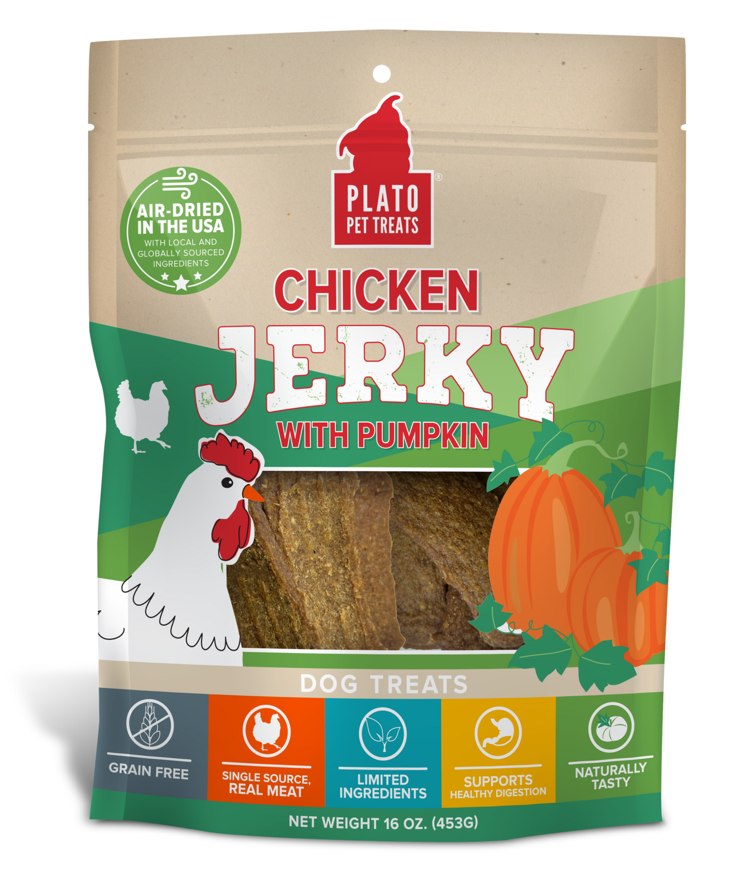 Plato Chicken Jerky with Pumpkin Dog Treats