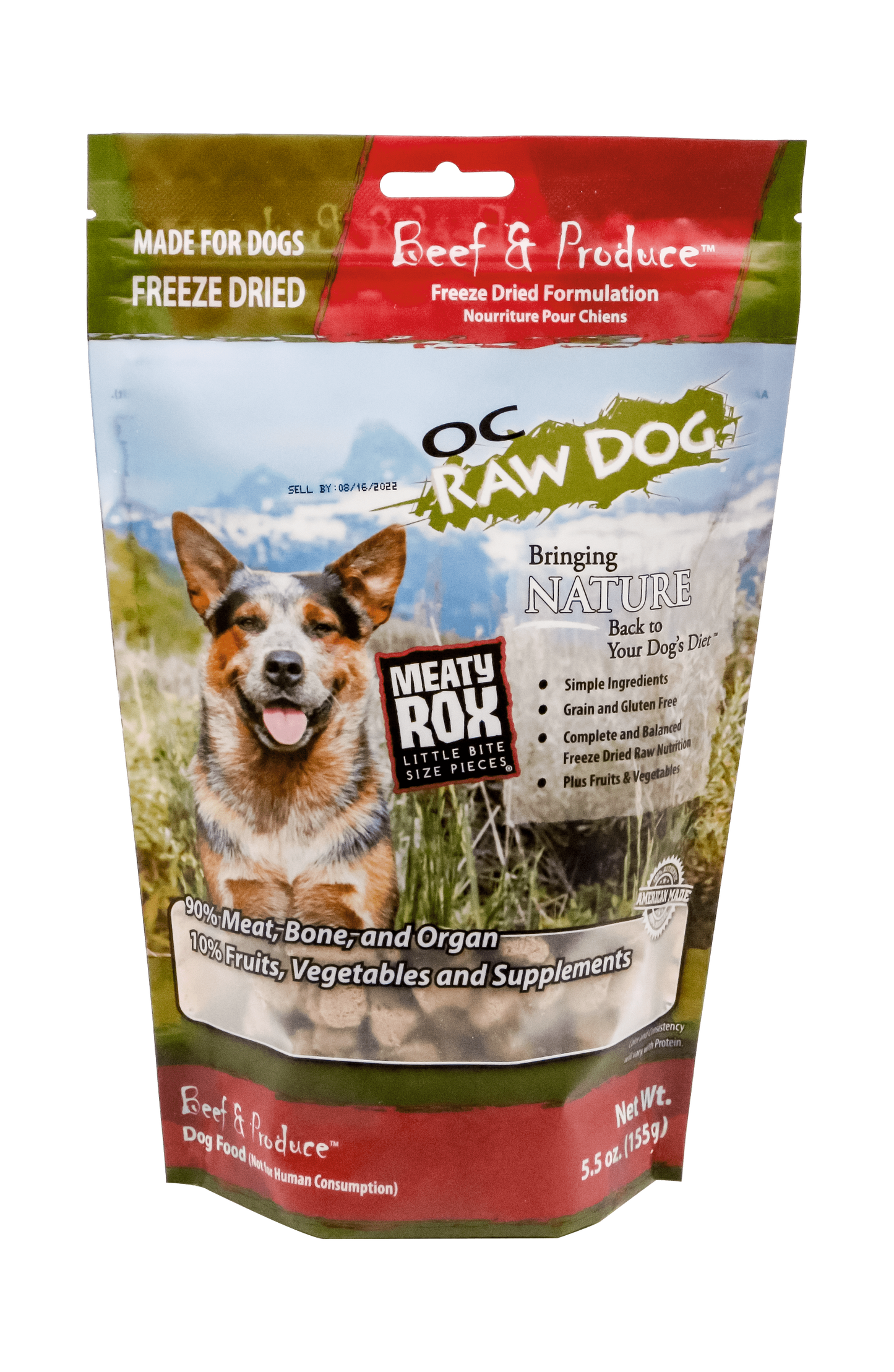 OC Raw Dog Freeze Dried Beef & Produce Nuggets