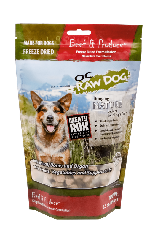 OC Raw Dog Freeze Dried Beef & Produce Nuggets