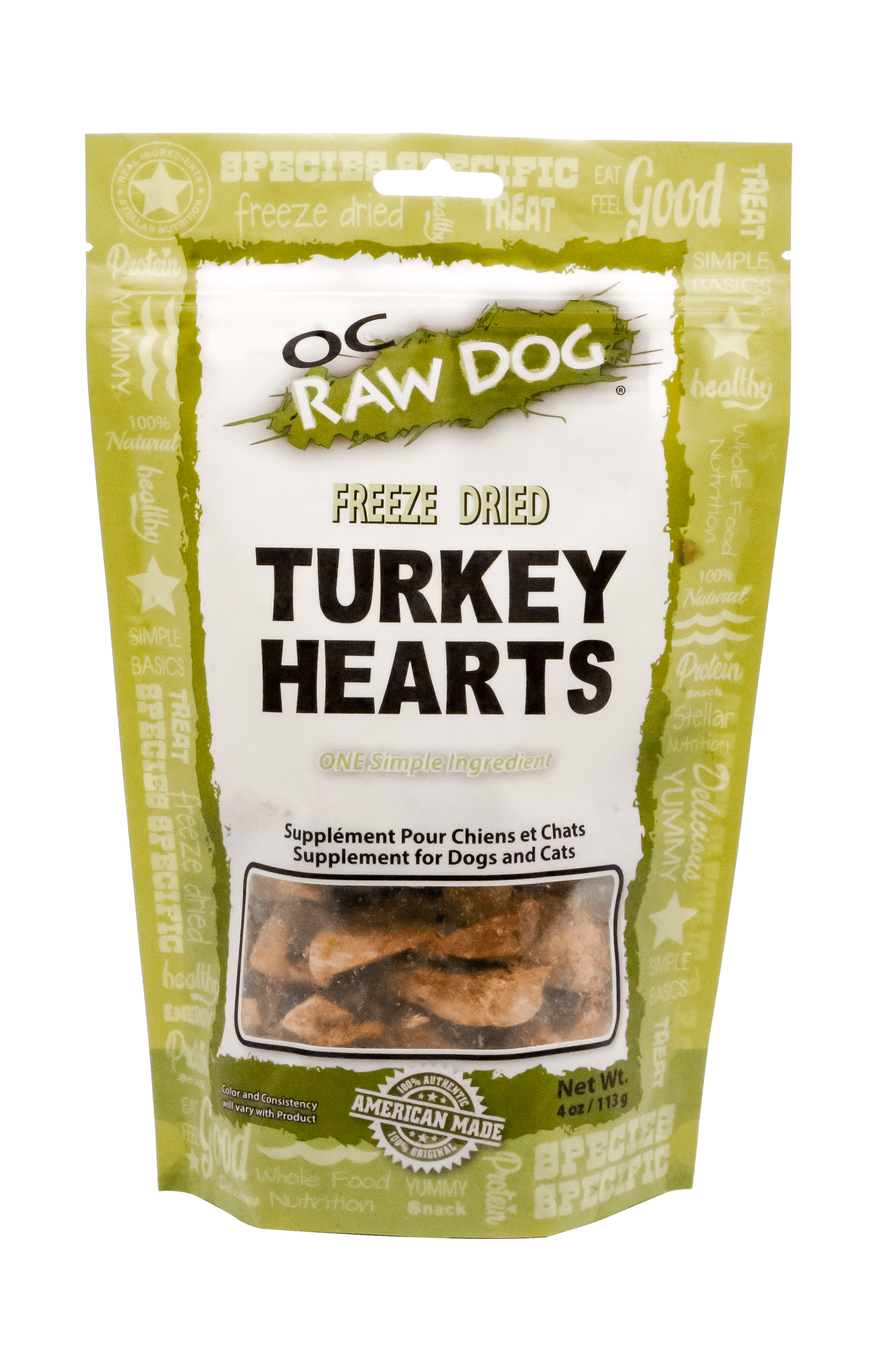 OC Raw Dog Freeze Dried Whole Turkey Heart Treats for Dogs