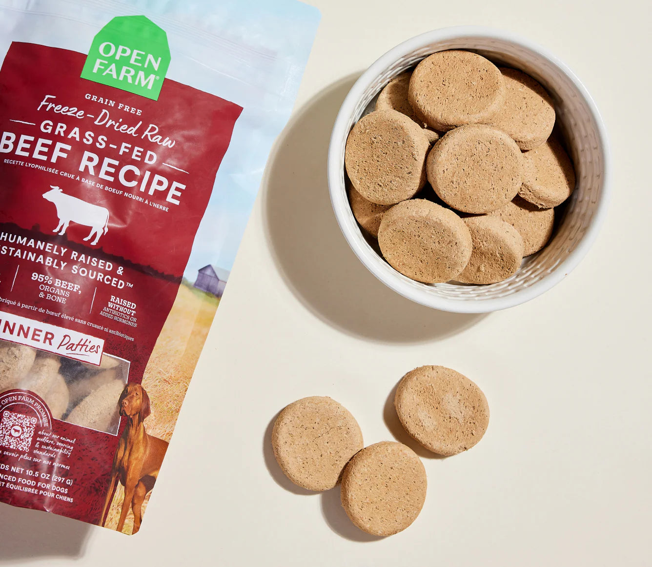 Open Farm Freeze Dried Raw - Grass Fed Beef Patties for Dogs