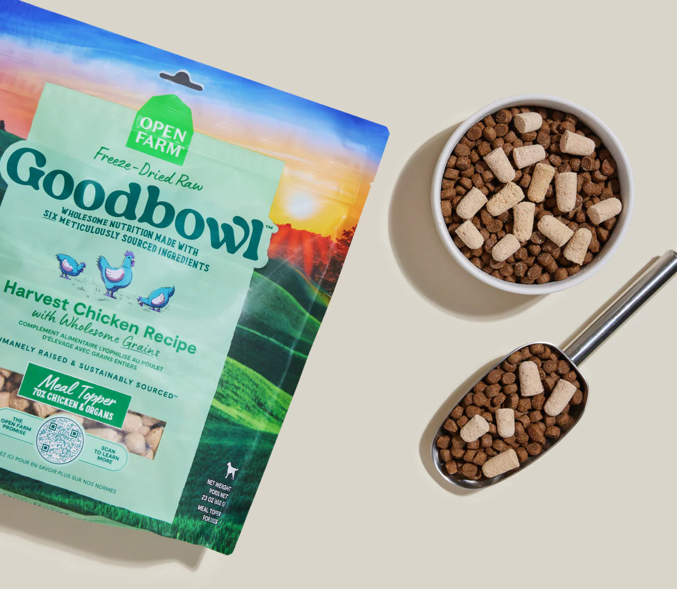 Open Farm Goodbowl Freeze Dried Raw Morsels – Harvest Chicken & Wholesome Grains Recipe for Dogs