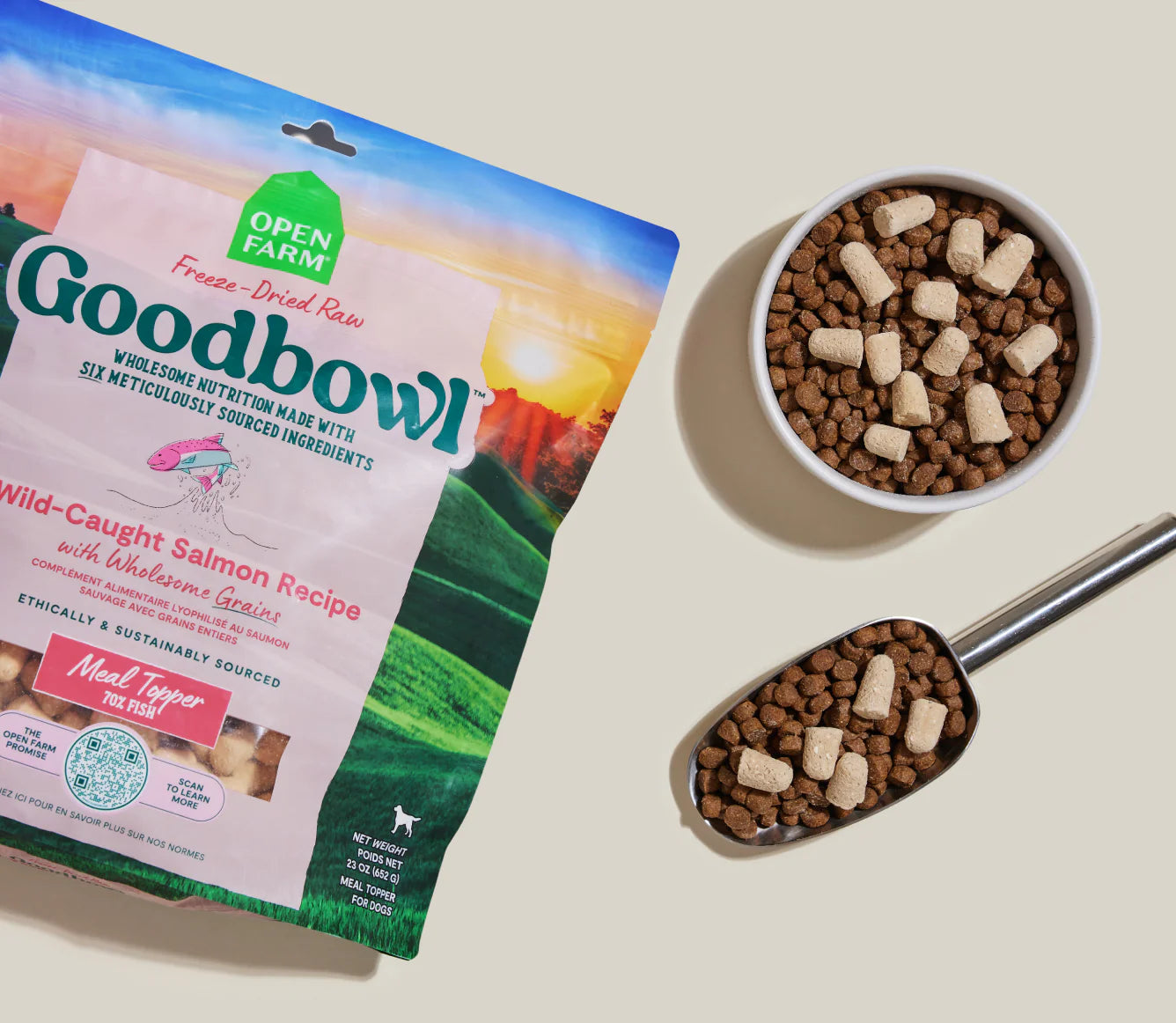 Open Farm Goodbowl Freeze Dried Raw Morsels – Wild-Caught Salmon & Wholesome Grains Recipe for Dogs