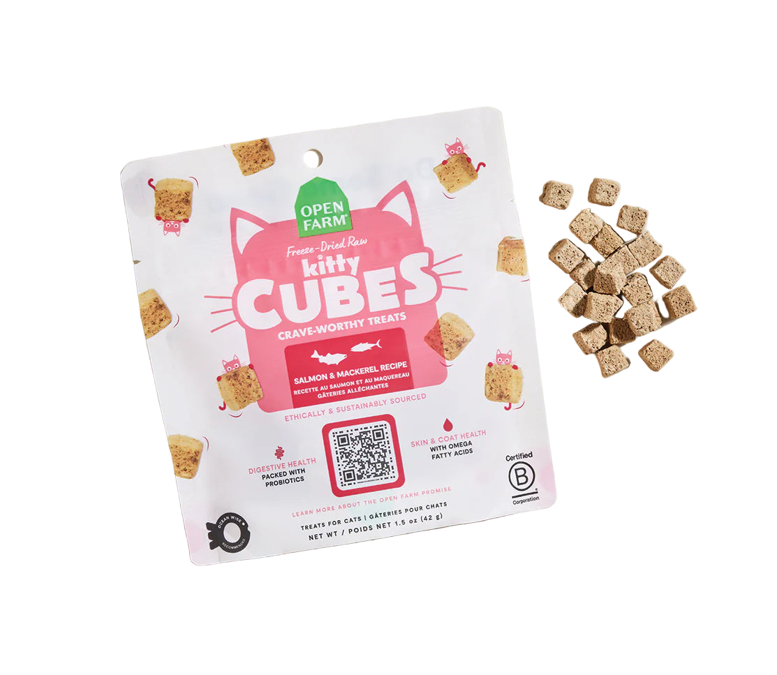 Open Farm Freeze-Dried Raw Kitty Cubes Salmon and Mackerel Cat Treats