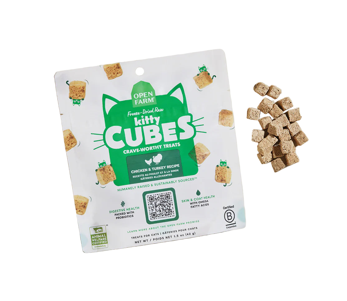 Open Farm Freeze-Dried Raw Kitty Cubes Chicken and Turkey Cat Treats