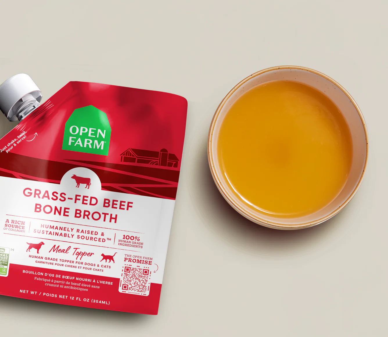 Open Farm Grass-Fed Beef Bone Broth Topper for Dogs and Cats