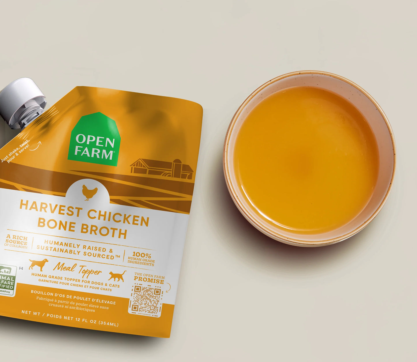 Open Farm Harvest Chicken Bone Broth Topper for Dogs and Cats