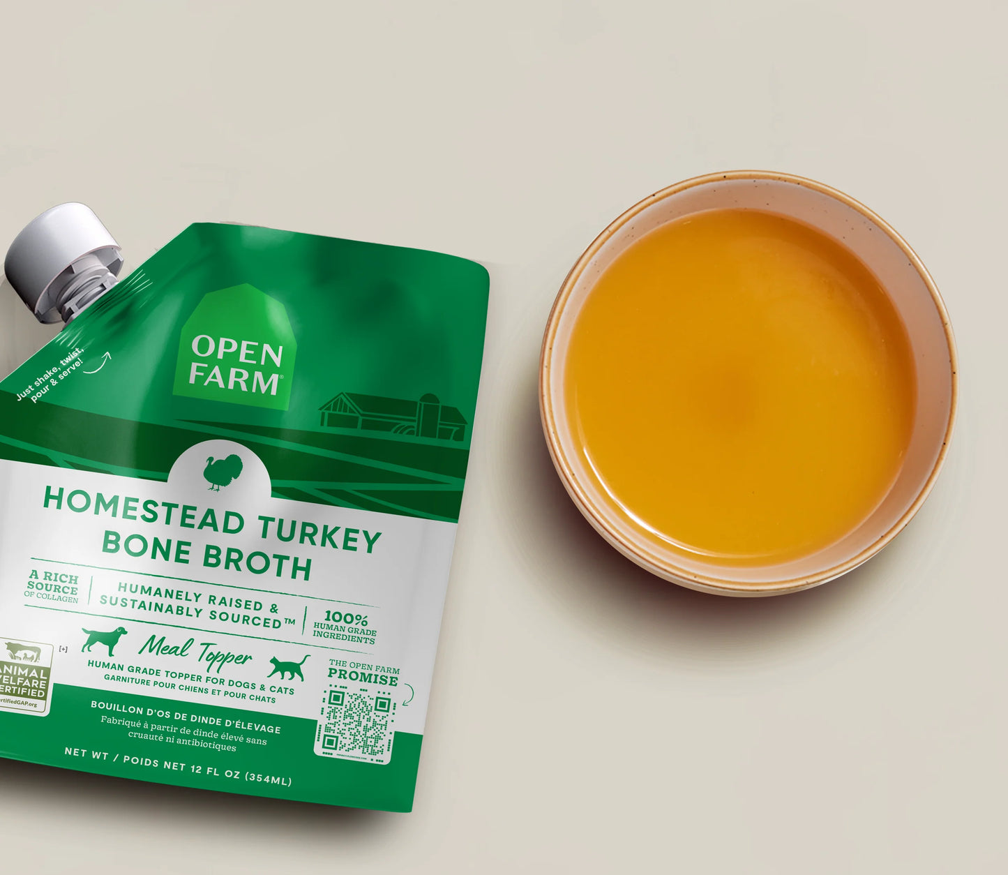 Open Farm Homestead Turkey Bone Broth Topper for Dogs and Cats