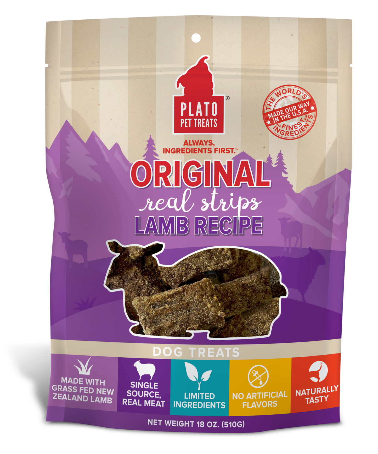 Plato Lamb Strips Dog Treats