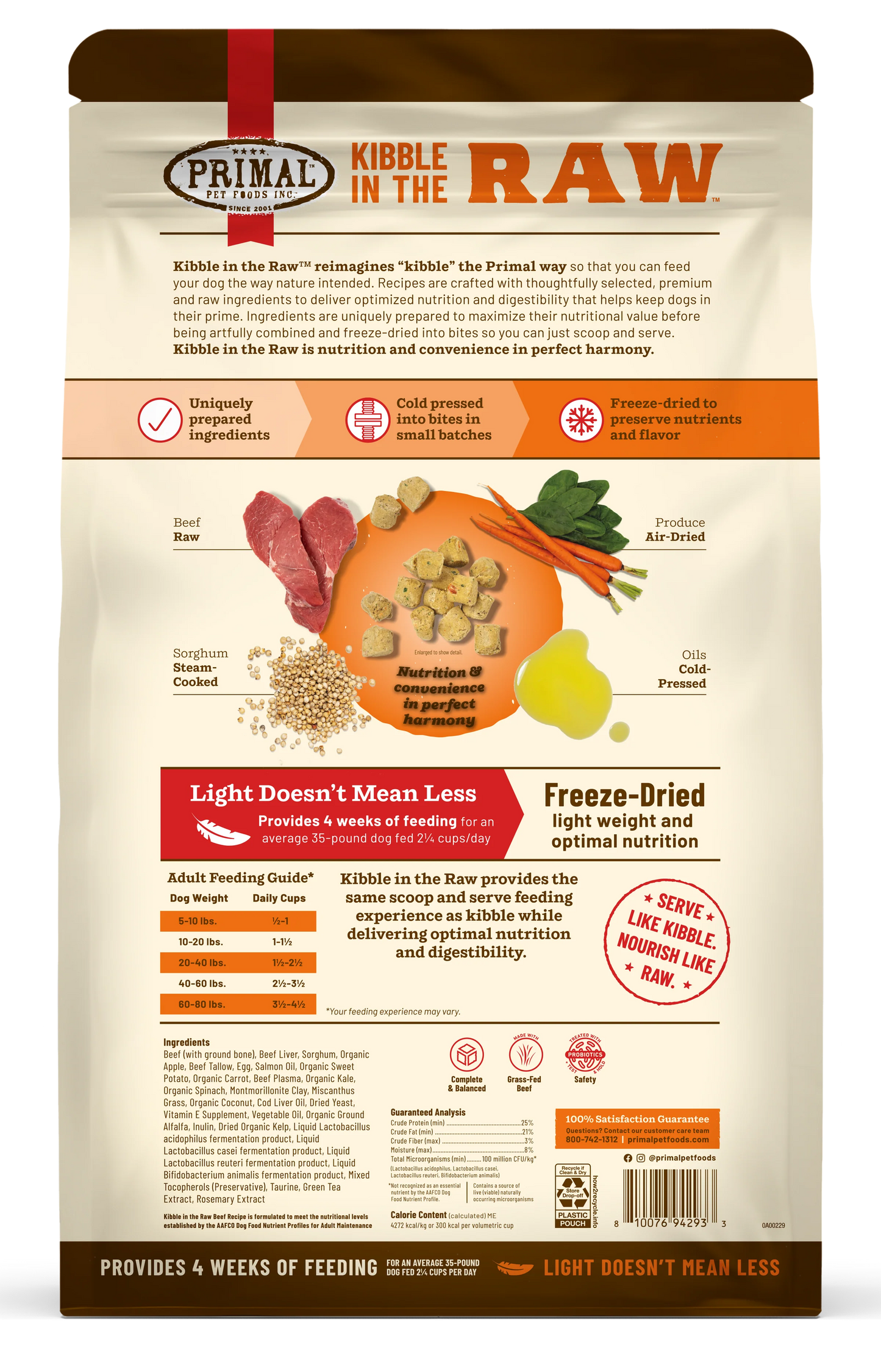 Primal Kibble In The Raw Freeze-Dried Beef Recipe Dry Dog Food