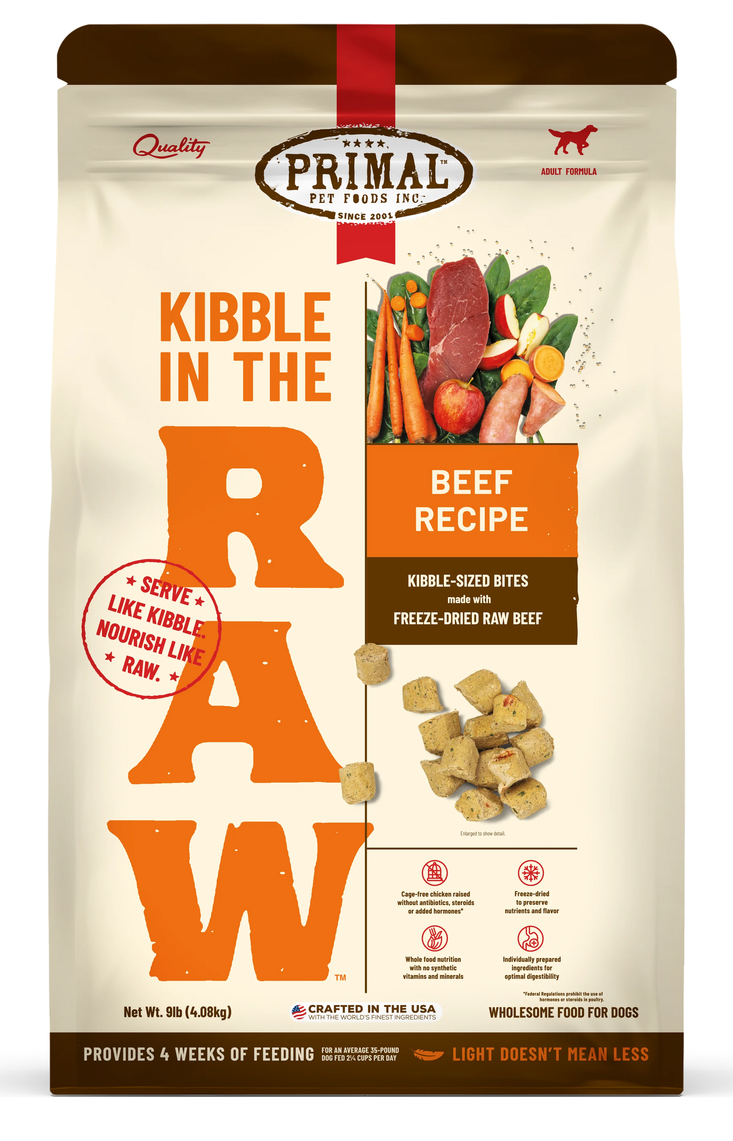 Primal Kibble In The Raw Freeze-Dried Beef Recipe Dry Dog Food