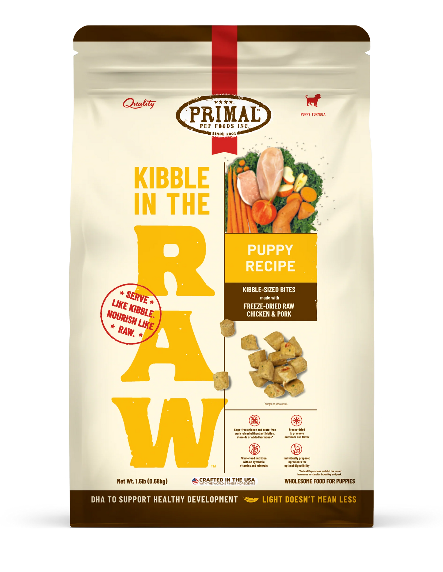 Primal Kibble In The Raw Freeze-Dried Chicken and Pork Recipe Dry Puppy Food