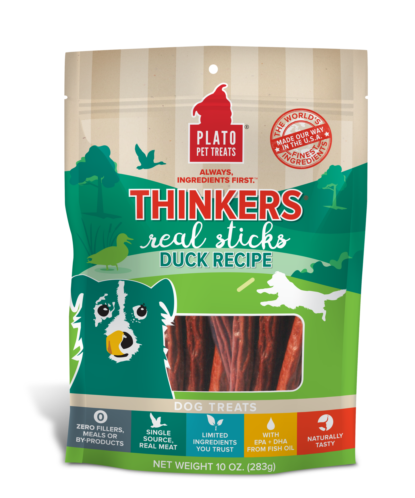 Plato Thinkers Duck Sticks Dog Treats