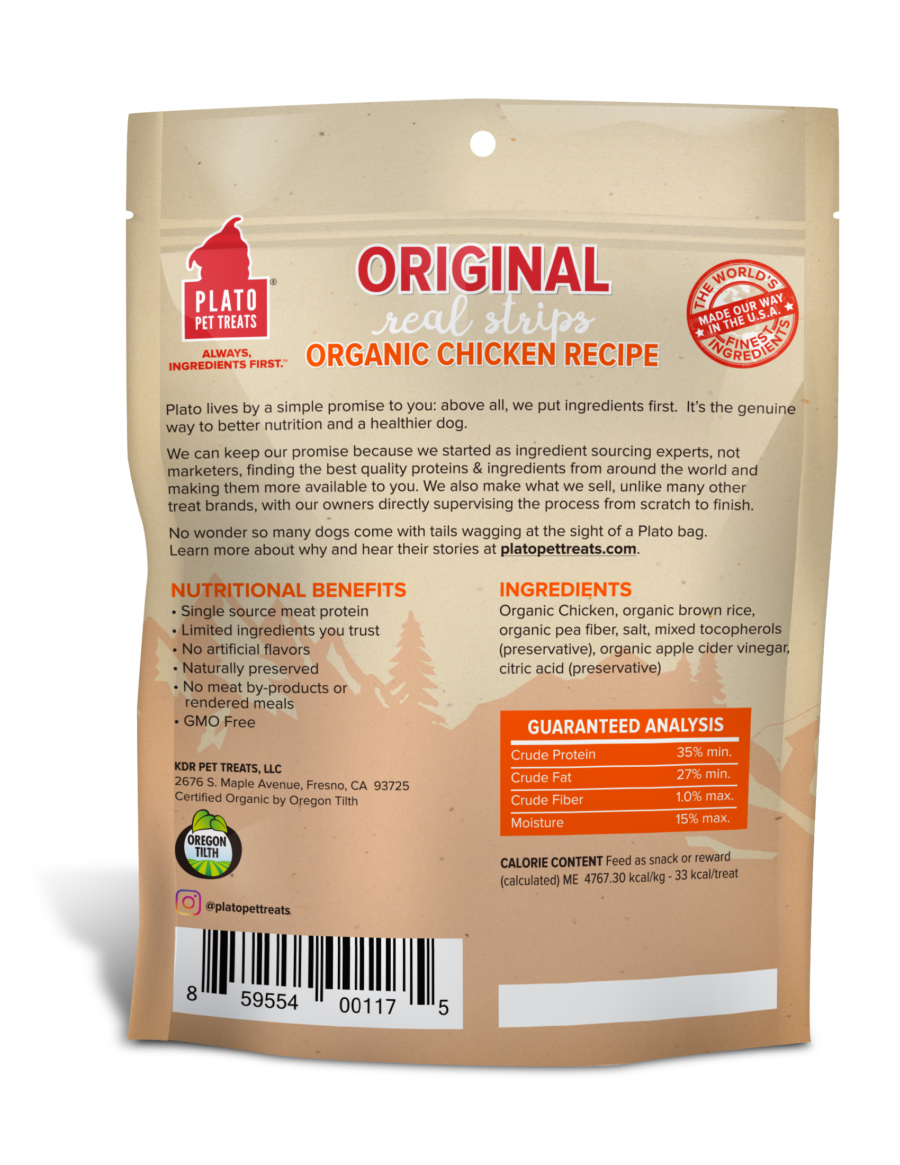 Plato Organic Chicken Strips Dog Treats