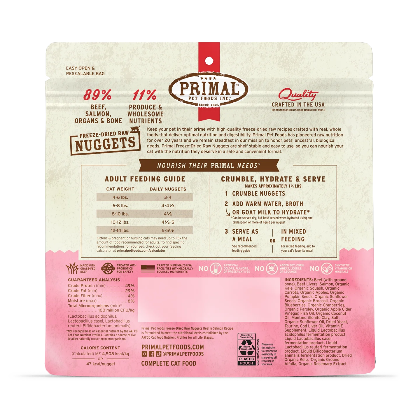 Primal Freeze-Dried Raw Beef and Salmon Nuggets for Cats