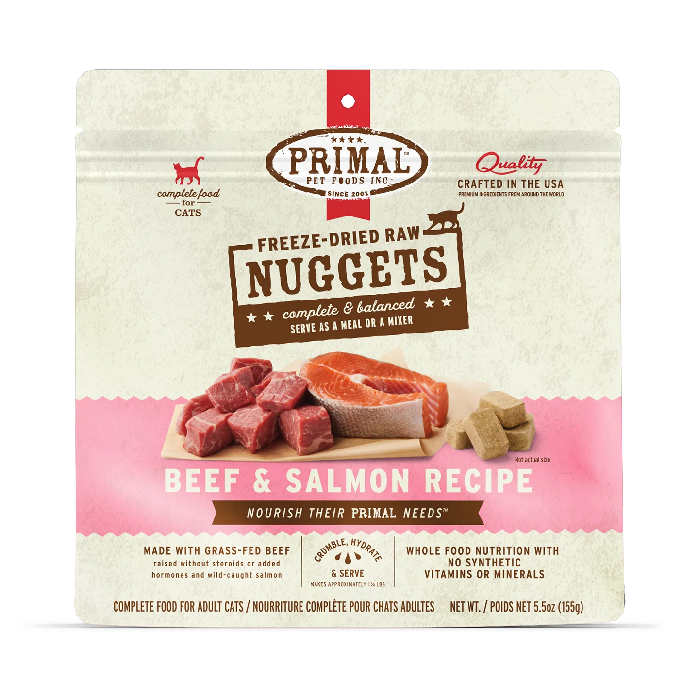 Primal Freeze-Dried Raw Beef and Salmon Nuggets for Cats