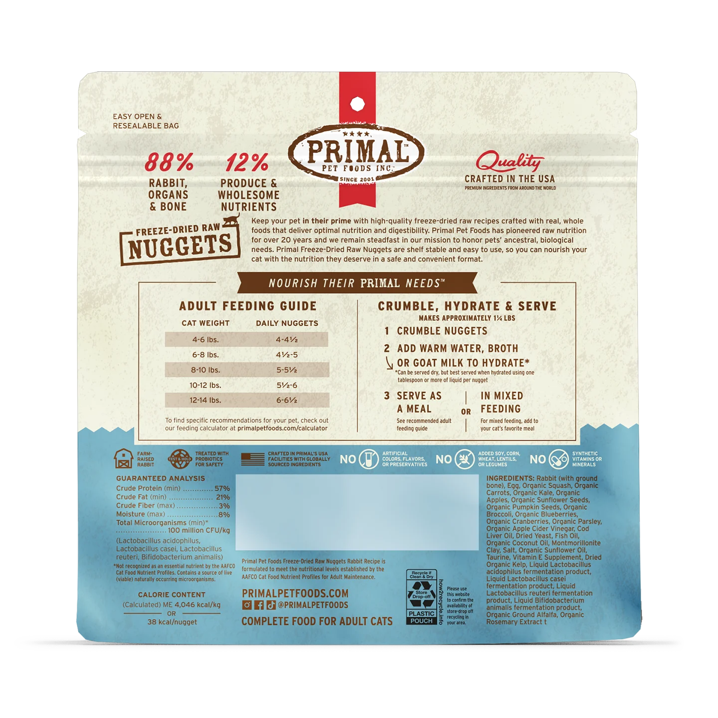 Primal Freeze-Dried Raw Rabbit Nuggets for Cats