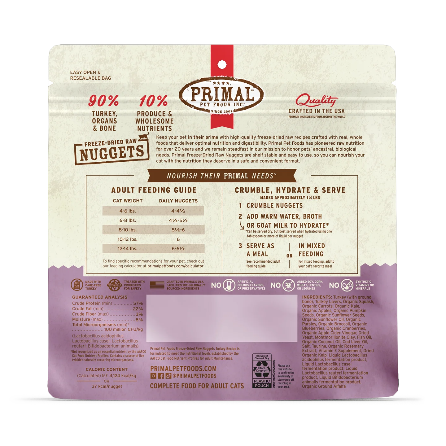 Primal Freeze Dried Raw Turkey Nuggets for Cats