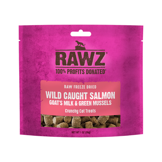 RAWZ Freeze Dried Wild Caught Salmon, Goat's Milk & Green Mussels Crunchy Cat Treats