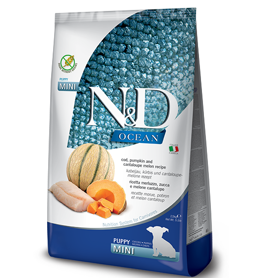 Farmina Natural & Delicious Ocean Cod, Pumpkin and Cantaloupe Dry Mini Puppy Food
