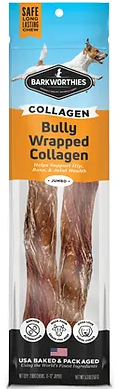 Barkworthies 6 Inch Jumbo Bully Wrapped Collagen Package for Dogs