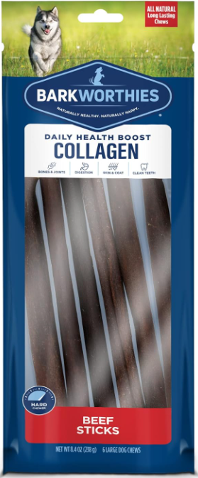 Barkworthies 12 Inch Collagen Grain Free Beef Stick For Dogs