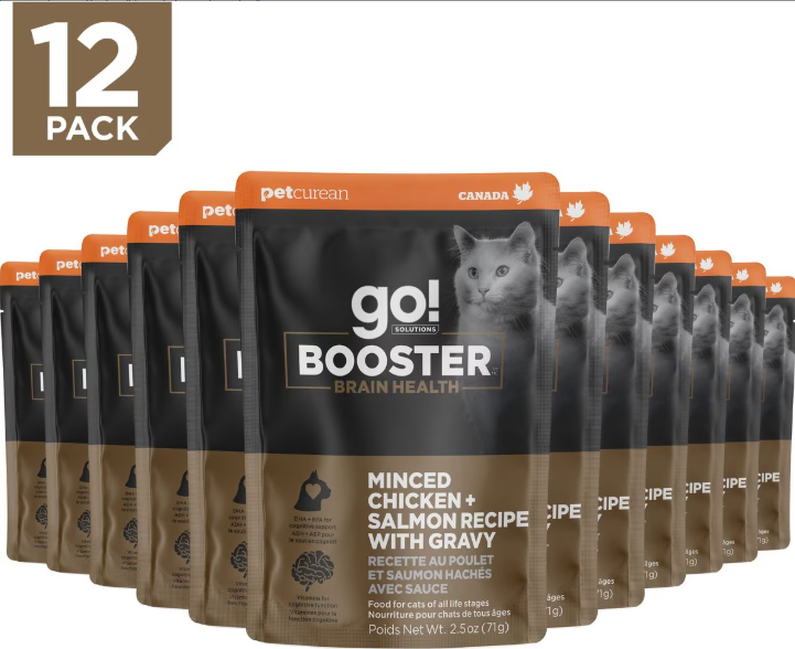 Go! Solutions Booster Brain Health Minced Chicken and Salmon With Gravy Wet Cat Food