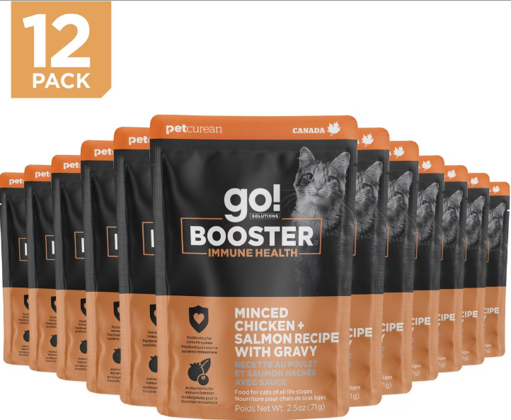 Go! Solutions Booster Immune Health Minced Chicken and Salmon Gravy Wet Cat Food