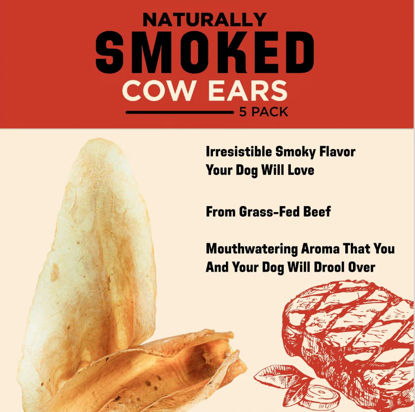 Barkworthies Smoked Cow Ear 5 For Dogs