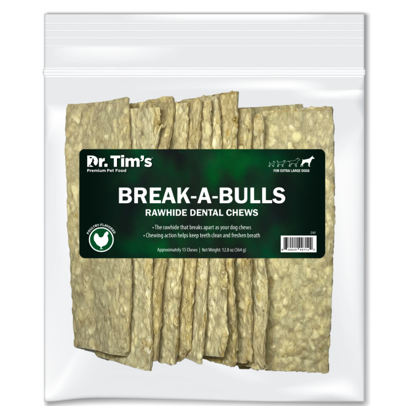 Dr. Tim's Break-A-Bulls Rawhide Dental Chews For Dogs