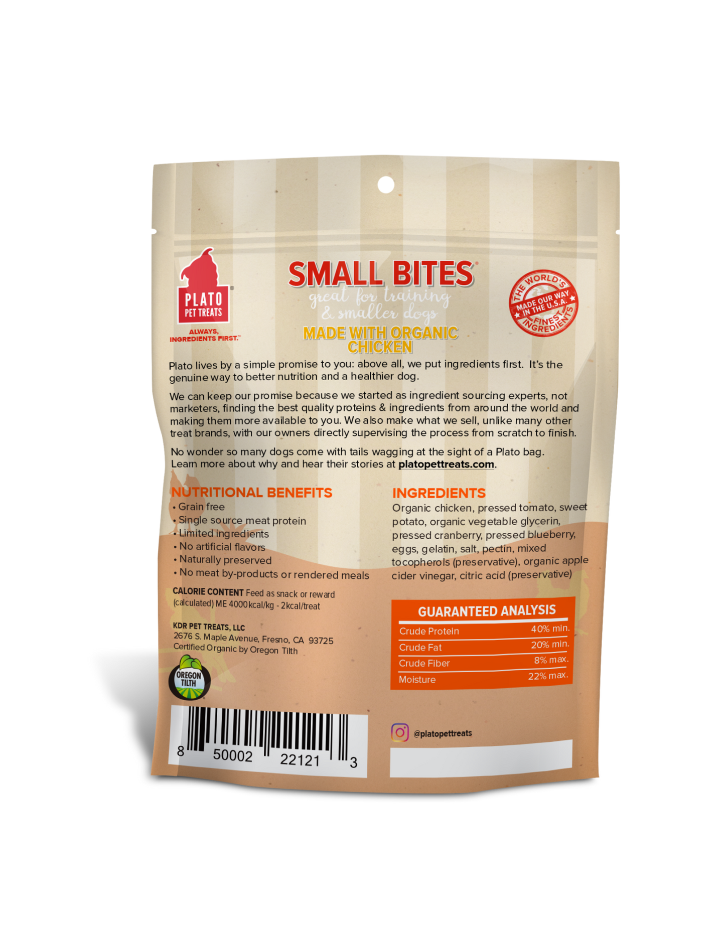 Plato Small Bites Organic Chicken Dog Treats