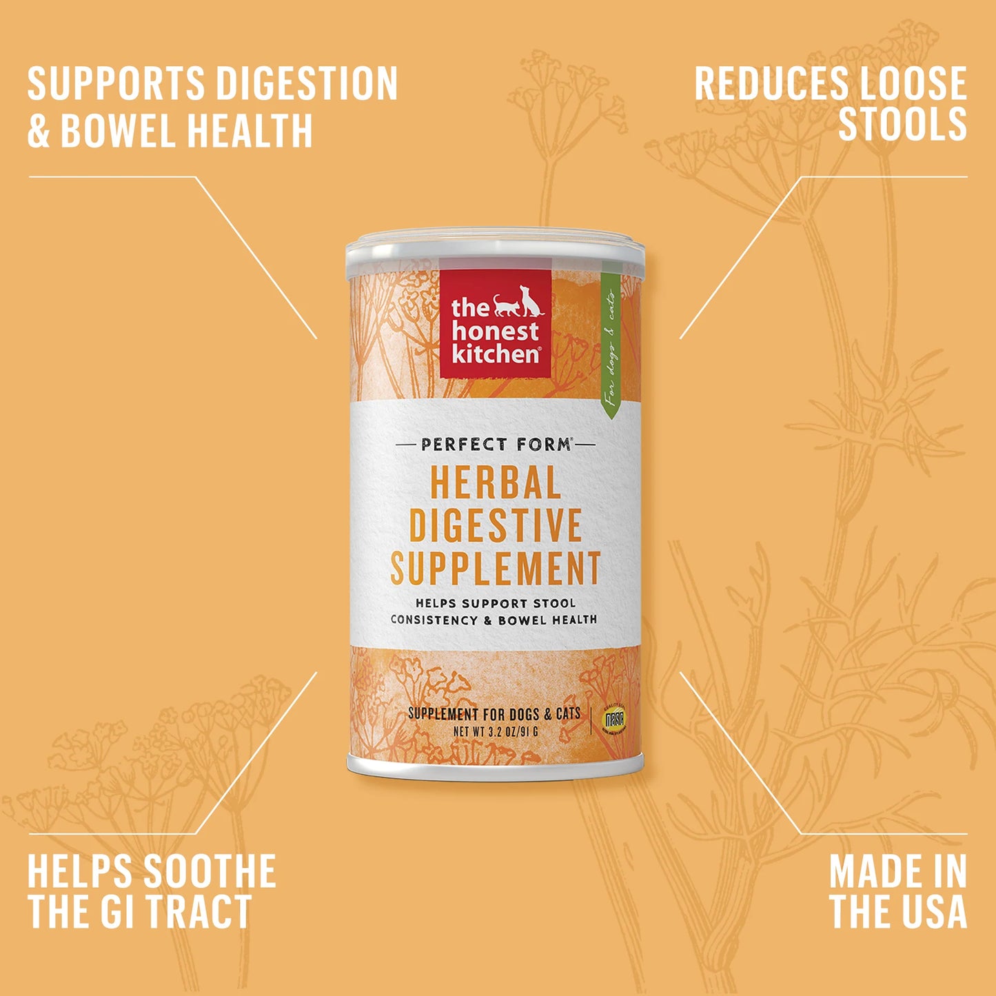 The Honest Kitchen Perfect Form Herbal Digestive Supplement for Dogs & Cats
