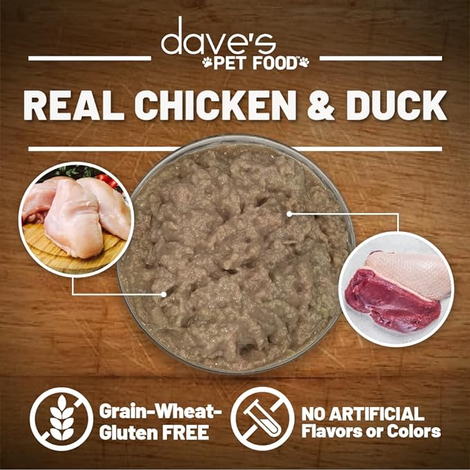 Dave's Pet Food Chicken & Duck Recipe in Saucey Pate Canned Cat Food