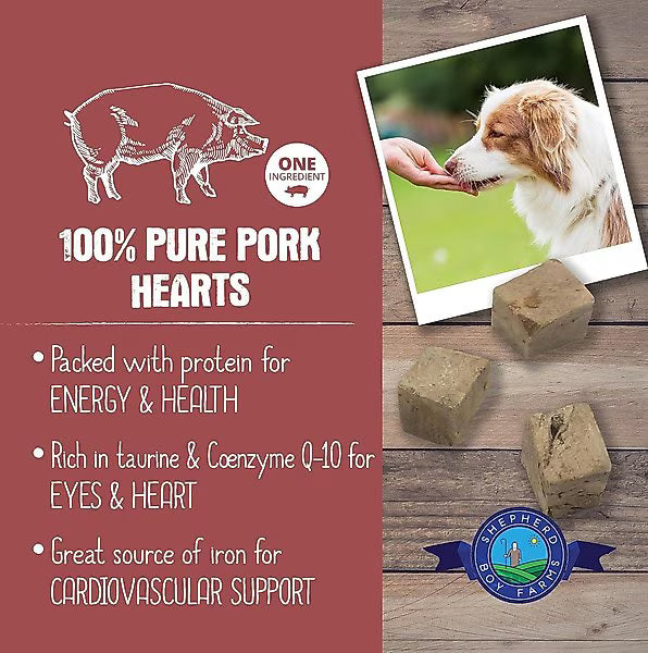 Shepherd Boy Farms Freeze-Dried Pork Hearts for Dogs