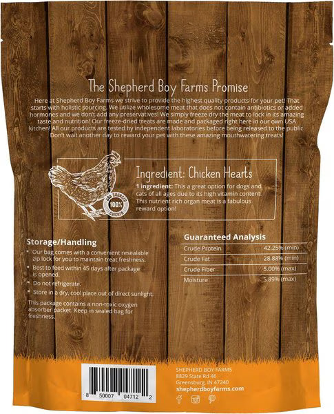 Shepherd Boy Farms Freeze-Dried Chicken Hearts for Dogs