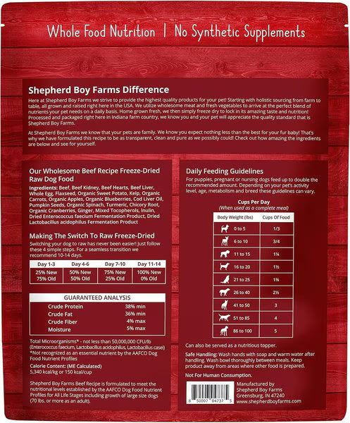 Shepherd Boy Farms Freeze-Dried Beef Diet for Dogs
