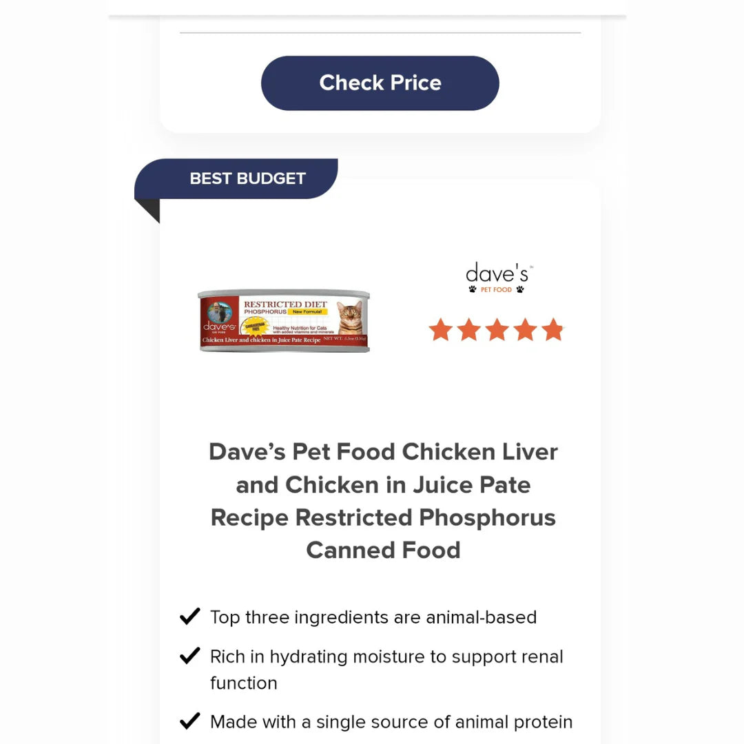 Restricted Diet Phosphorus Chicken Liver & Chicken in Juice Pate Canned Cat Food