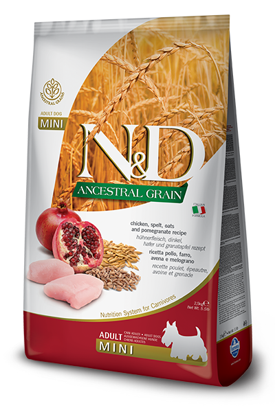 Farmina Natural & Delicious Ancestral Grain Chicken & Pomegranate Adult Mini Dry Dog Food