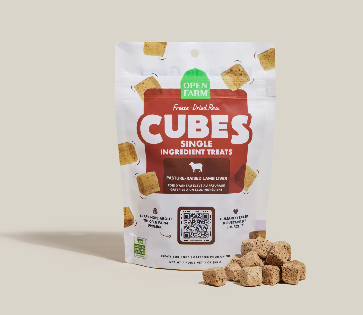 Open Farm Lamb Liver Freeze-Dried Treat Cubes For Dogs